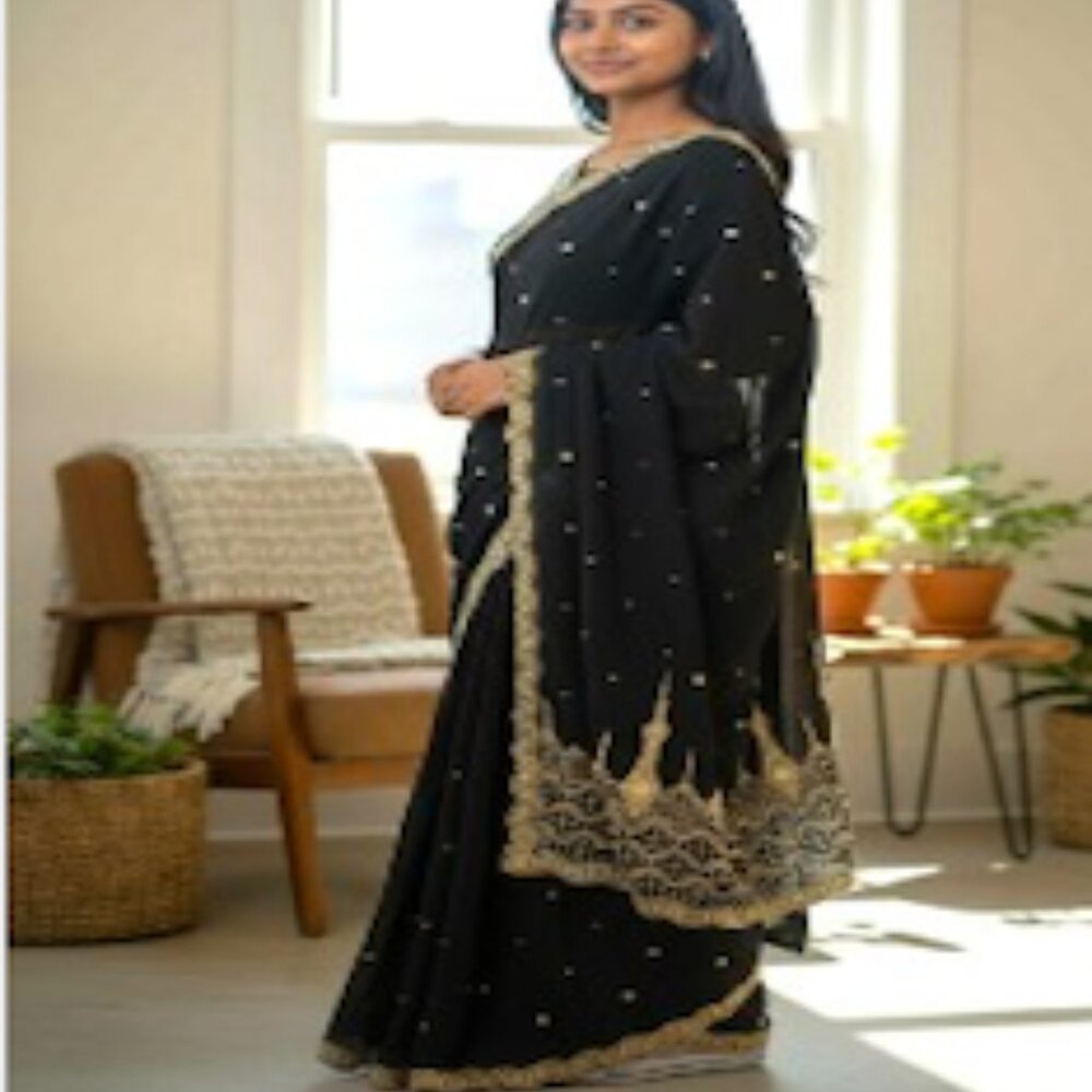 Black and Gold Saree